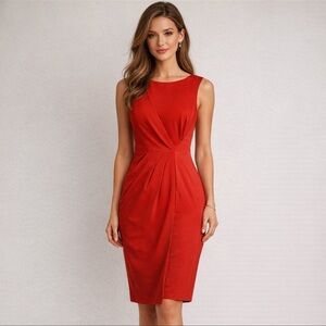 PAULE KA Designer Cocktail Dress Red Elegant Sleeveless Luxurious